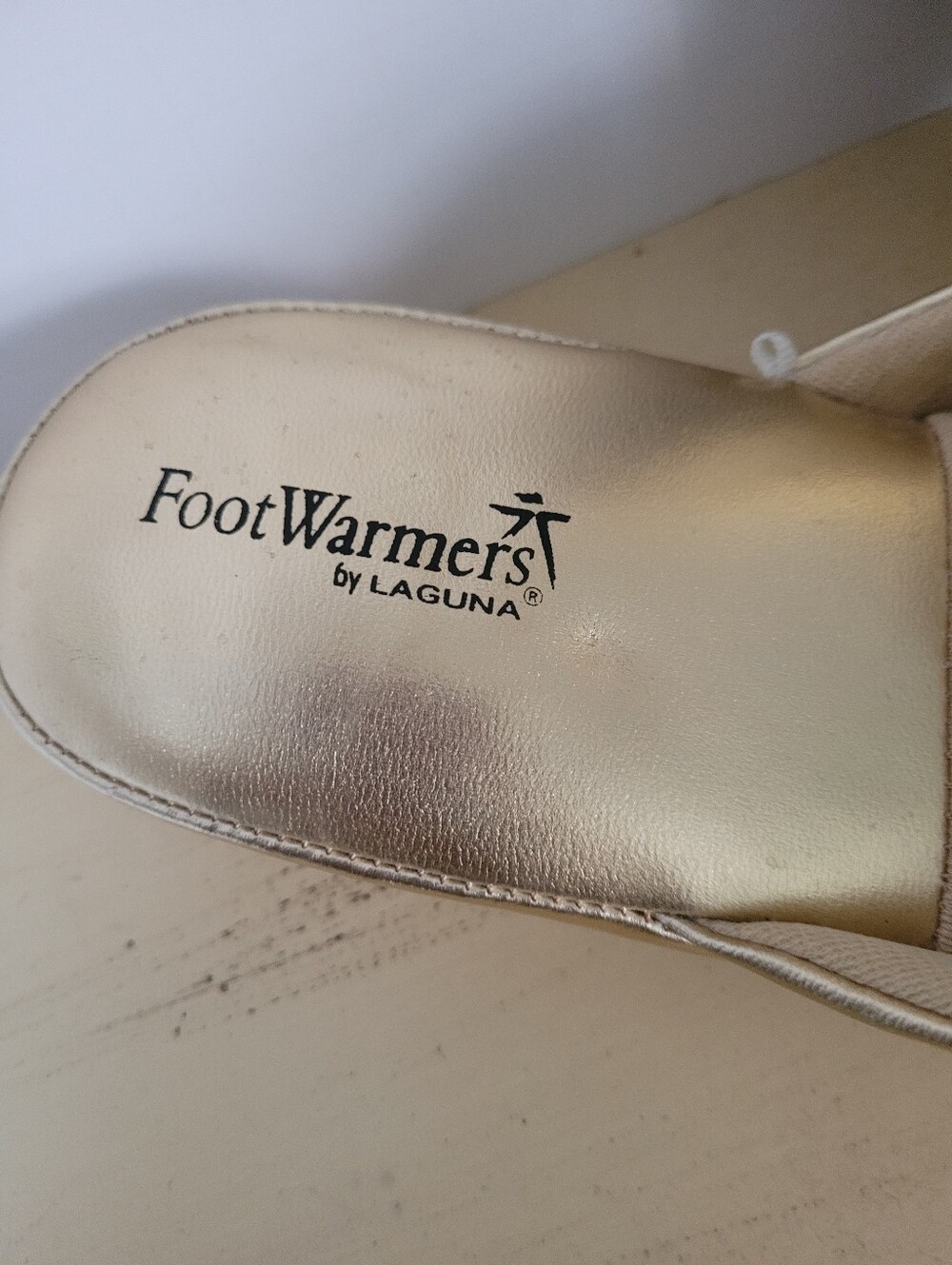 Foot Warmers By Laguna Shoes Gold Slip-On Women’s Slippers - Picture 2 of 5
